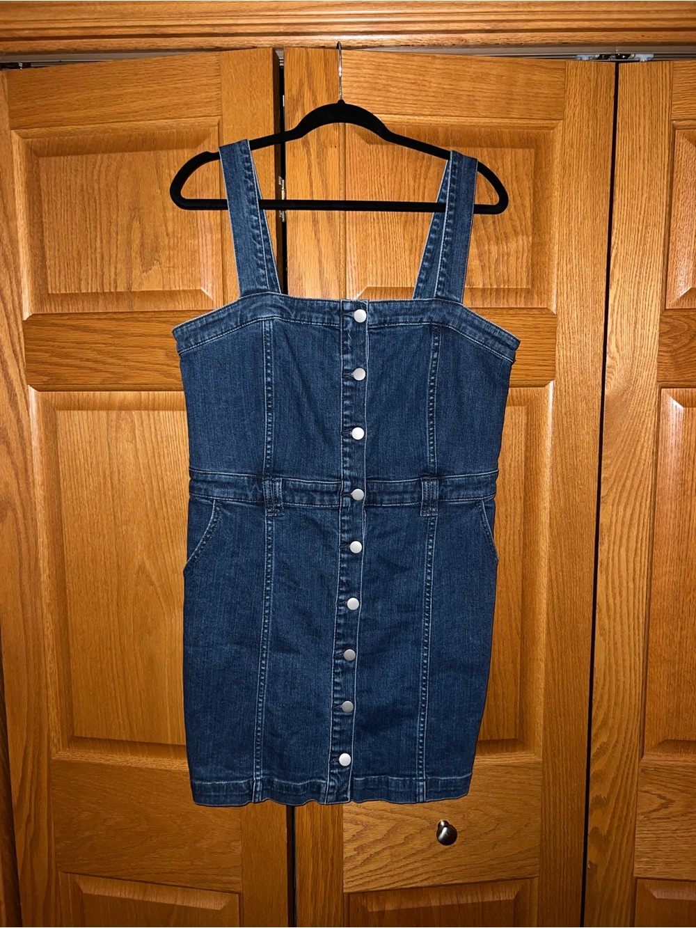 bishop + young Dark Blue Denim Button-Front Mini Dress